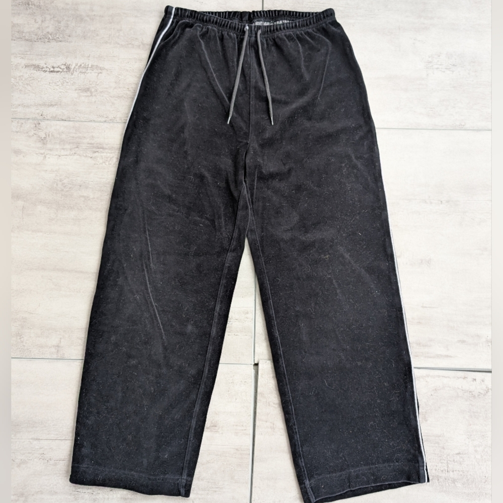 Vintage Y2K Jansport Women's Black Velvet Stretch Jogging Pants Medium